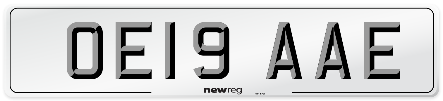 OE19 AAE Number Plate from New Reg